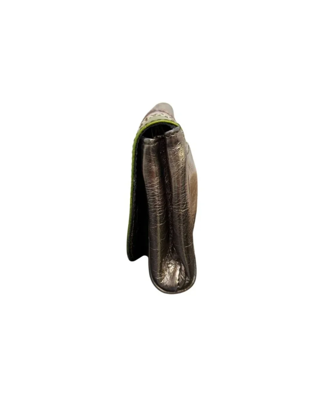 Doncaster Metallic Bronze Multi-Color Leather Wristlet Clutch Made In Italy